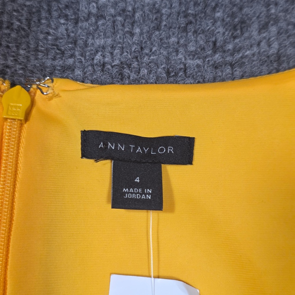 NWT Ann Taylor Sz 4 Yellow Square Neck Sheath Dress Short Sleeve Business Career - Picture 9 of 10
